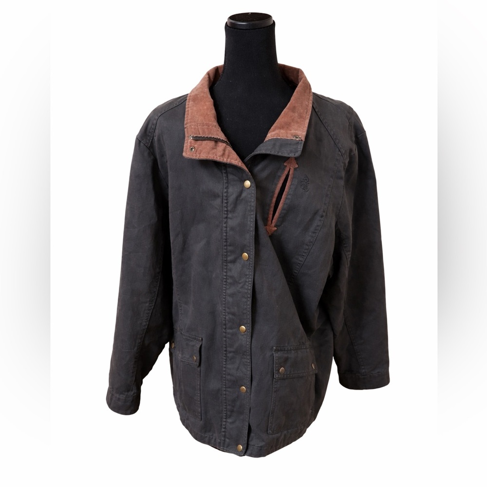 Legendary Whitetails Barn Jacket XXL Charcoal Canvas Corduroy Collar Plaid Lined